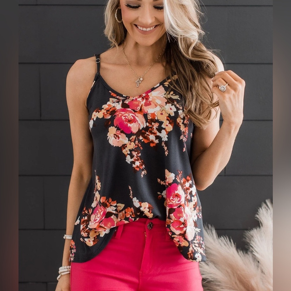 NWT Floral Black Camisole Top Medium